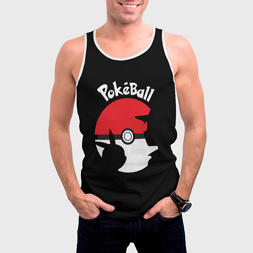 Мужская майка без рукавов Pokeball / 3D-Белый – фото 3