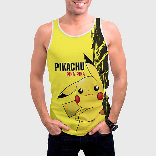 Мужская майка без рукавов Pikachu Pika Pika / 3D-Белый – фото 3