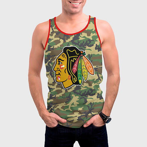 Мужская майка без рукавов Blackhawks Camouflage / 3D-Красный – фото 3