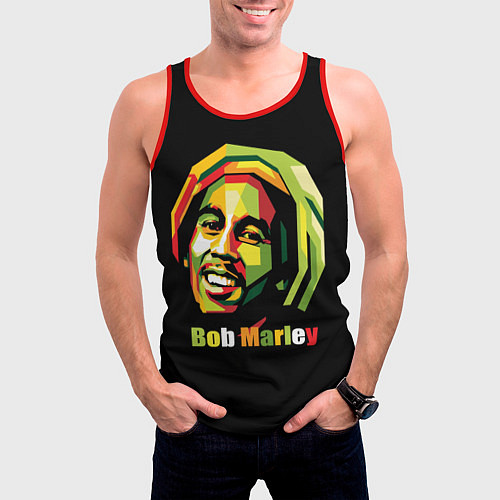 Мужская майка без рукавов Bob Marley Smile / 3D-Красный – фото 3