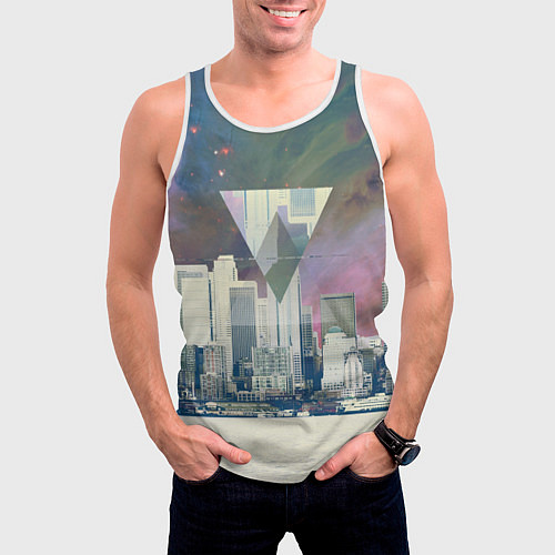 Мужская майка без рукавов Хипстер / 3D-Белый – фото 3