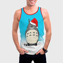 Майка-безрукавка мужская Тоторо под снегом, цвет: 3D-красный — фото 2