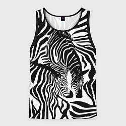 Майка-безрукавка мужская Полосатая зебра, цвет: 3D-черный