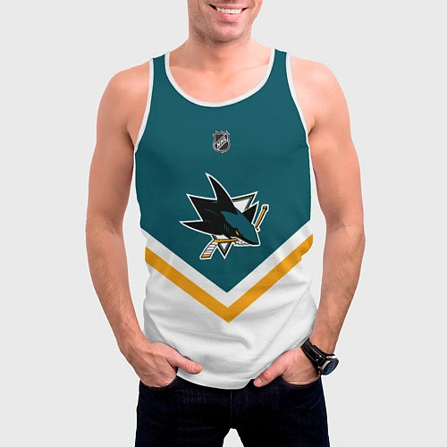 Мужская майка без рукавов NHL: San Jose Sharks / 3D-Белый – фото 3