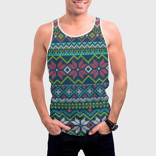 Мужская майка без рукавов Вязаный узор 4 / 3D-Белый – фото 3
