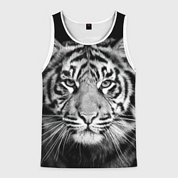 Майка-безрукавка мужская Мордочка тигра, цвет: 3D-белый