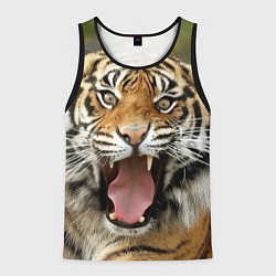 Майка-безрукавка мужская Удивленный тигр, цвет: 3D-черный