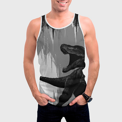 Мужская майка без рукавов Пещера динозавра / 3D-Белый – фото 3