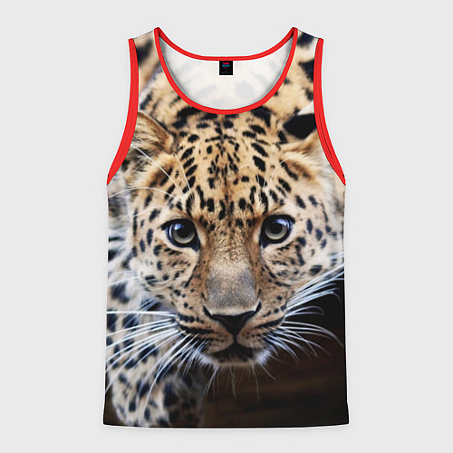 Мужская майка без рукавов Дикая кошка / 3D-Красный – фото 1