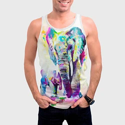 Майка-безрукавка мужская Акварельные слоны, цвет: 3D-белый — фото 2