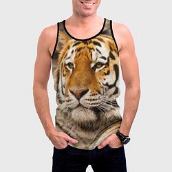 Майка-безрукавка мужская Мудрый тигр, цвет: 3D-черный — фото 2