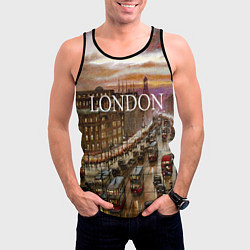 Майка-безрукавка мужская Улицы старого Лондона, цвет: 3D-черный — фото 2