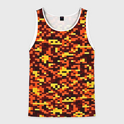Майка-безрукавка мужская Камуфляж пиксельный: оранжевый/желтый, цвет: 3D-белый