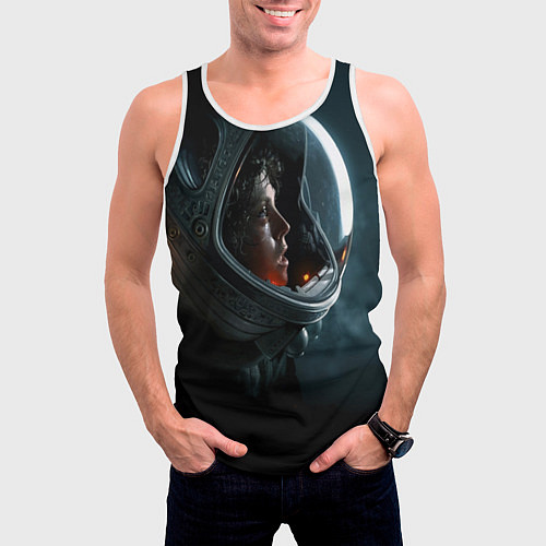 Мужская майка без рукавов Девушка космонавт / 3D-Белый – фото 3