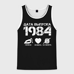 Майка-безрукавка мужская Дата выпуска 1984, цвет: 3D-белый