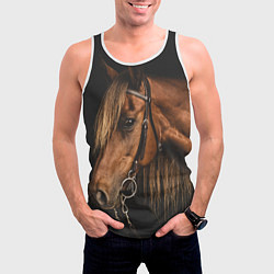 Майка-безрукавка мужская Взгляд коня, цвет: 3D-белый — фото 2