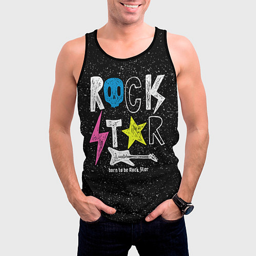 Мужская майка без рукавов Rock Star / 3D-Черный – фото 3