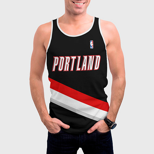 Мужская майка без рукавов Portland Trail Blazers / 3D-Белый – фото 3