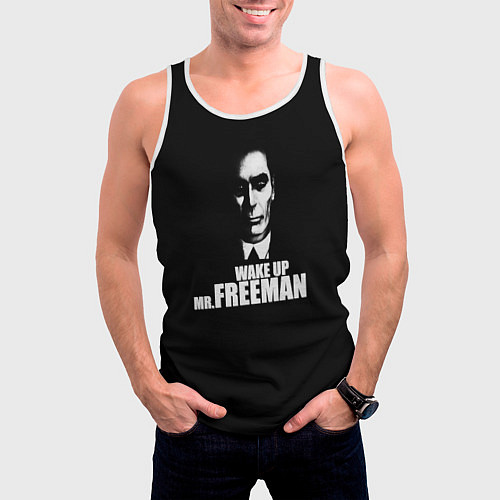 Мужская майка без рукавов Wake up Mr. Freeman / 3D-Белый – фото 3