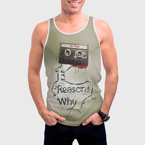Мужская майка без рукавов Joy Asher: 13 reason why / 3D-Белый – фото 3