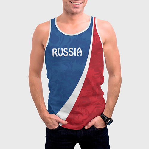Мужская майка без рукавов Russia / 3D-Белый – фото 3