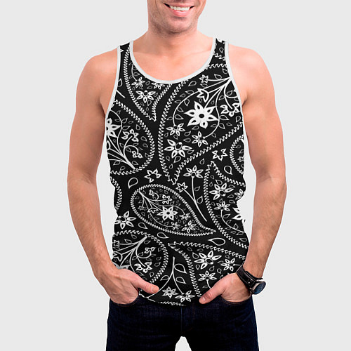 Мужская майка без рукавов Black cucumber pattern / 3D-Белый – фото 3