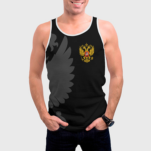 Мужская майка без рукавов Russia - Black collection / 3D-Белый – фото 3