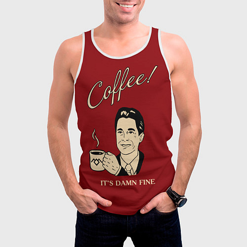 Мужская майка без рукавов Coffee: it's damn fine / 3D-Белый – фото 3