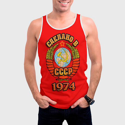 Мужская майка без рукавов Сделано в 1974 СССР / 3D-Белый – фото 3
