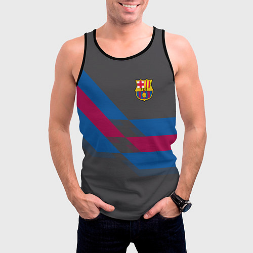 Мужская майка без рукавов Barcelona FC: Dark style / 3D-Черный – фото 3