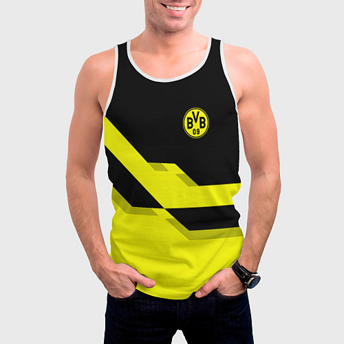 Мужская майка без рукавов BVB FC: Yellow style / 3D-Белый – фото 3