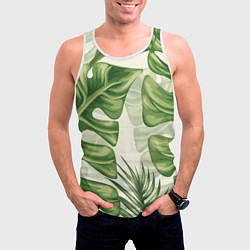 Майка-безрукавка мужская Тропический папоротник, цвет: 3D-белый — фото 2