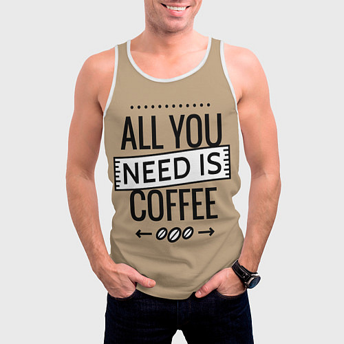 Мужская майка без рукавов All you need is coffee / 3D-Белый – фото 3