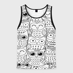 Майка-безрукавка мужская Совушки: узор, цвет: 3D-черный