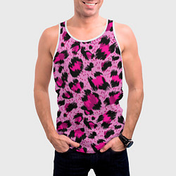 Майка-безрукавка мужская Розовый леопард, цвет: 3D-белый — фото 2