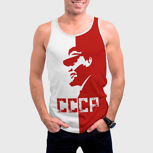 Мужская майка без рукавов Ленин СССР / 3D-Белый – фото 3