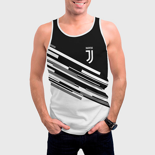 Мужская майка без рукавов FC Juventus: B&W Line / 3D-Белый – фото 3