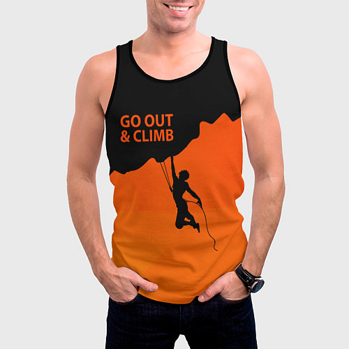 Мужская майка без рукавов Go out & climb / 3D-Черный – фото 3