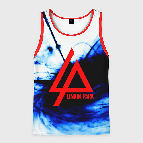 Мужская майка без рукавов Linkin Park blue smoke / 3D-Красный – фото 1