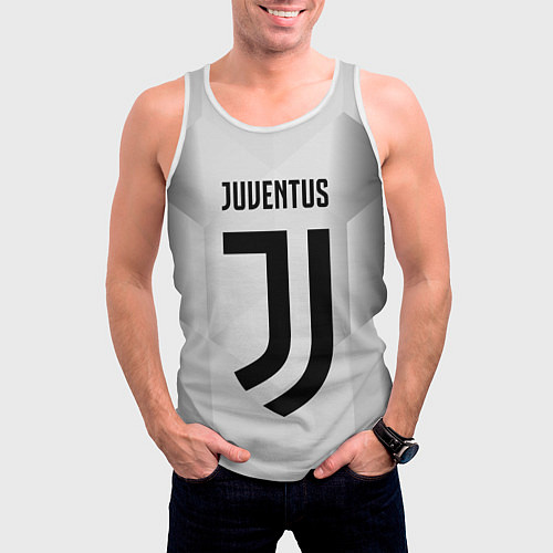 Мужская майка без рукавов FC Juventus: Silver Original / 3D-Белый – фото 3