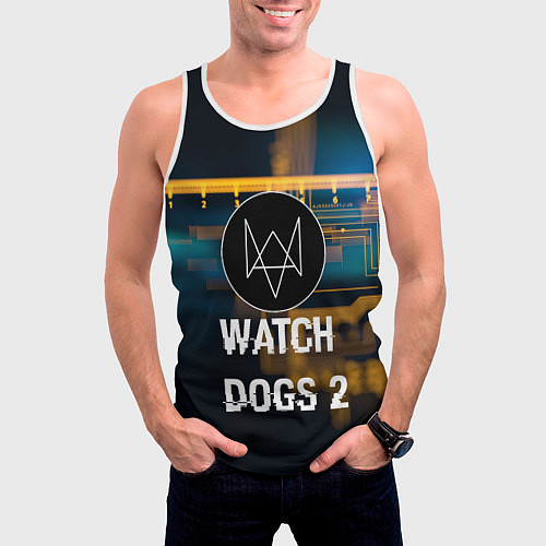 Мужская майка без рукавов Watch Dogs 2: Tech Scheme / 3D-Белый – фото 3