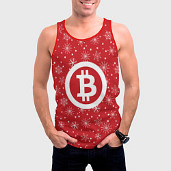 Майка-безрукавка мужская Bitcoin: New Year, цвет: 3D-красный — фото 2