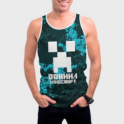 Мужская майка без рукавов Даниил в стиле Minecraft / 3D-Белый – фото 3