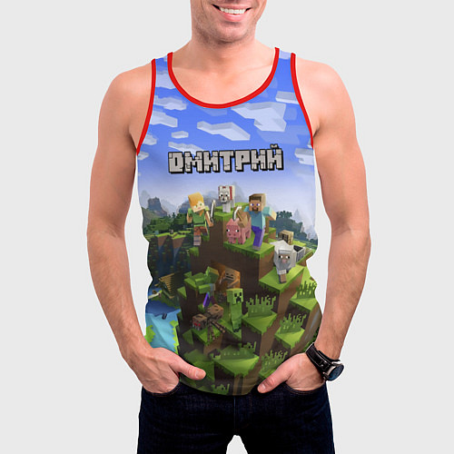 Мужская майка без рукавов Майнкрафт: Дмитрий / 3D-Красный – фото 3