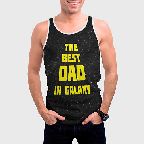 Мужская майка без рукавов The Best Dad in Galaxy / 3D-Белый – фото 3