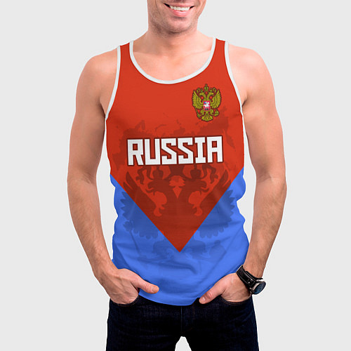 Мужская майка без рукавов Russia Red & Blue / 3D-Белый – фото 3