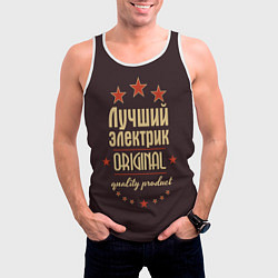 Майка-безрукавка мужская Лучший электрик - Original Quality, цвет: 3D-белый — фото 2
