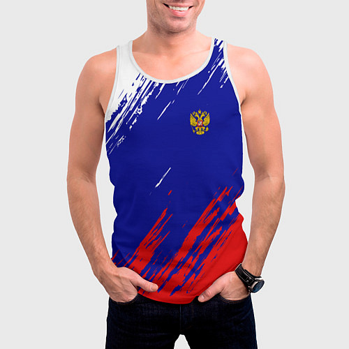 Мужская майка без рукавов RUSSIA SPORT / 3D-Белый – фото 3