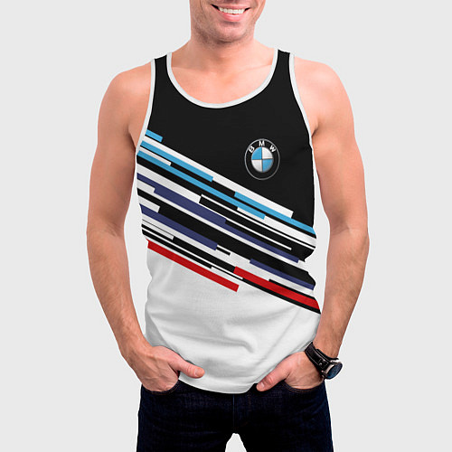 Мужская майка без рукавов BMW BRAND COLOR БМВ / 3D-Белый – фото 3