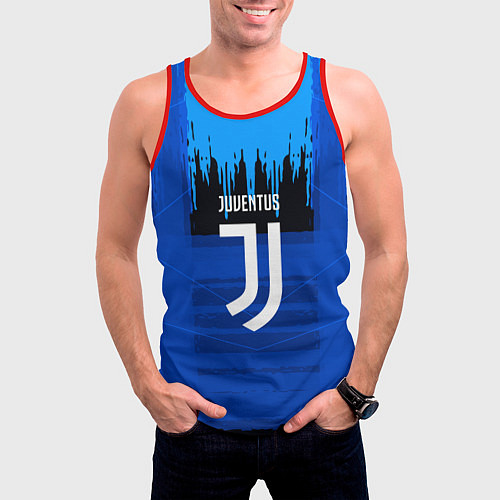 Мужская майка без рукавов FC Juventus: Blue Abstract / 3D-Красный – фото 3